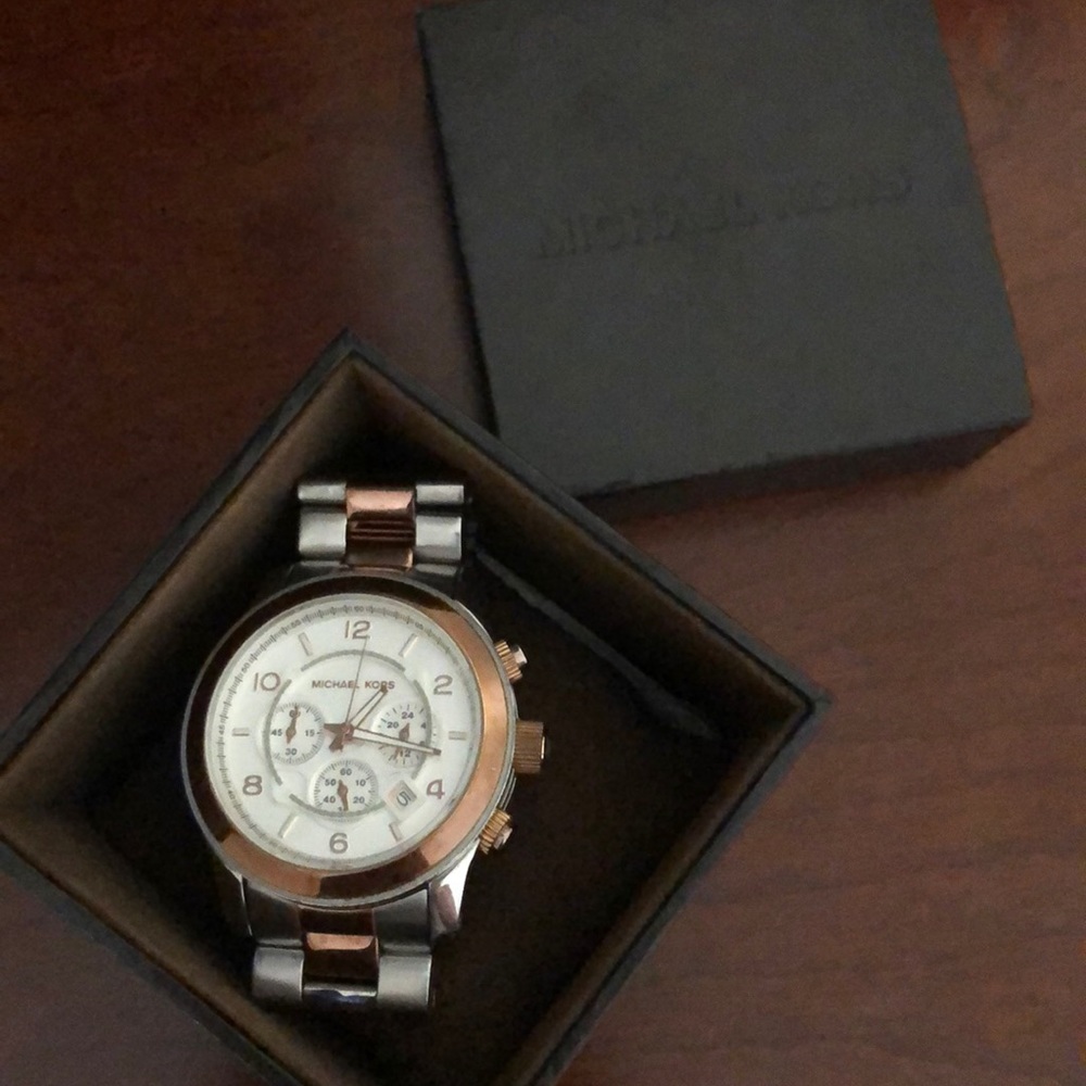 Michael Kors silver/rose gold oversized watch